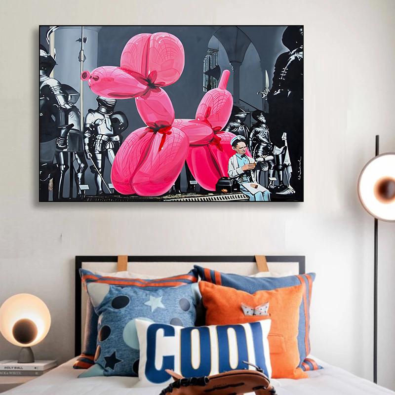 Balloon Dog Graffiti Pop Art Canvas Painting Cartoon Poster Prints Graffiti Puppy Abstract Street Wall Art Painting Home Decor