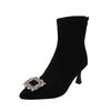 Fashion Ladies Shoes 2025 Hot Sale Back Zipper Women's Boots Fashion Crystal Office and Career Sexy Pointed Toe Best Seller Ankle Boots