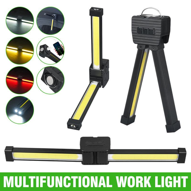 Rechargeable LED Work Lights 6 Modes Foldtable Flashlight with Magnetic Hanging Hook Type-C USB Charging for Camping Car Repair Workshop Emergency