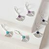 French Retro Fan-shaped Fishtail Earrings for Women Inlaid with Natural Stone Stainless Steel Electroplated Thick Earrings