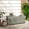 90 X 50cm Glass-Top Rattan Side Table - Light Grey