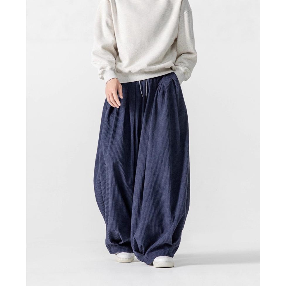 Autumn Winter Corduroy Wide Leg Pants Men Solid Color Loose Casual Pants Mens Couple Streetwear Hip Hop Trousers Plus Size 5XL