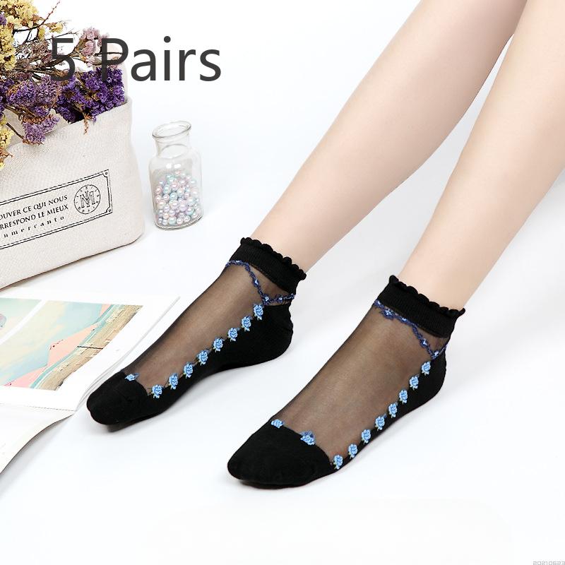 

5 пар женских весенне-летних тонких хлопковых нескользящих носков-подследников из хрустального шелка 5 Pairs