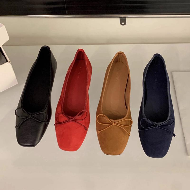 Mode SUOJIALUN Frühling Neue Marke Damen Flats Mode Runde Zehe Flach Slipper Ballerinas Schuhe Weicher Flacher Absatz Outdoor Bootsschuh