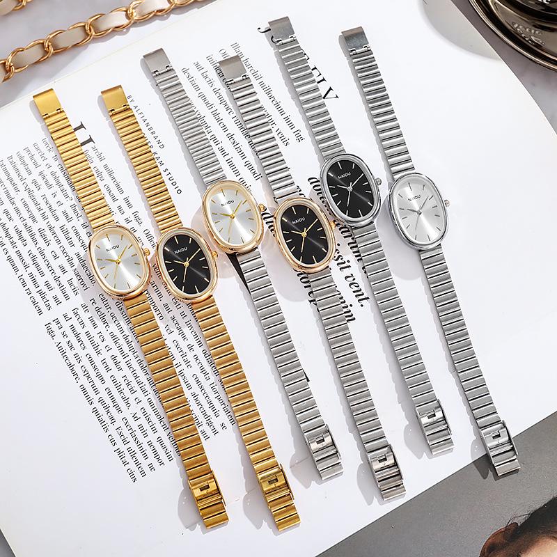 Bamboo Oval Small Plate Girls' Watch - High-End Luxury with Forest Style and Mother-of-Pearl Dial