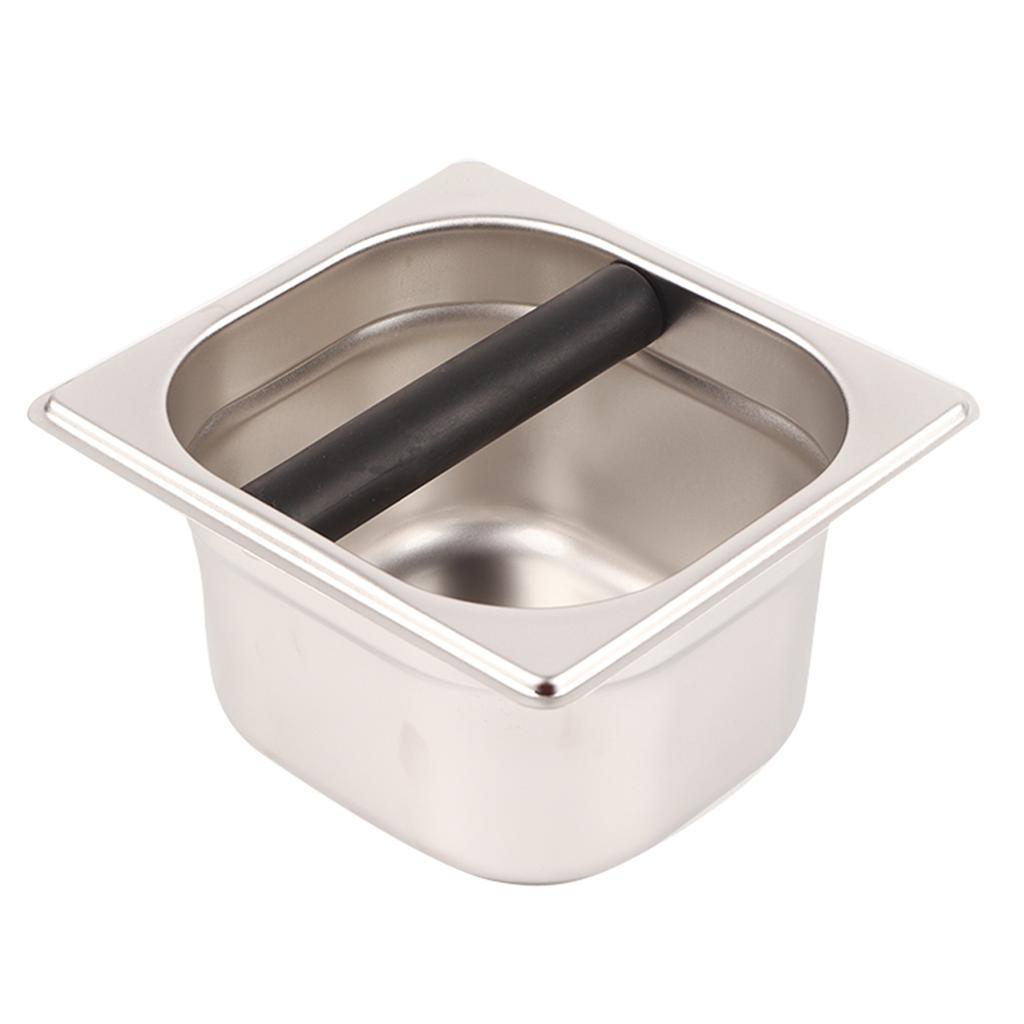 Stainless Steel Espresso Knock Box Container with Rubber Bar for Coffee Machine