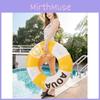 Thickened Double Airbag Inflatable Swim Ring With Handle For Adults British Style Print Eco-friendly Pvc Material