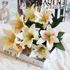 10 Heads Artificial Fake Silk Lilies Flower Bridal Bouquet Wedding Party Decor
