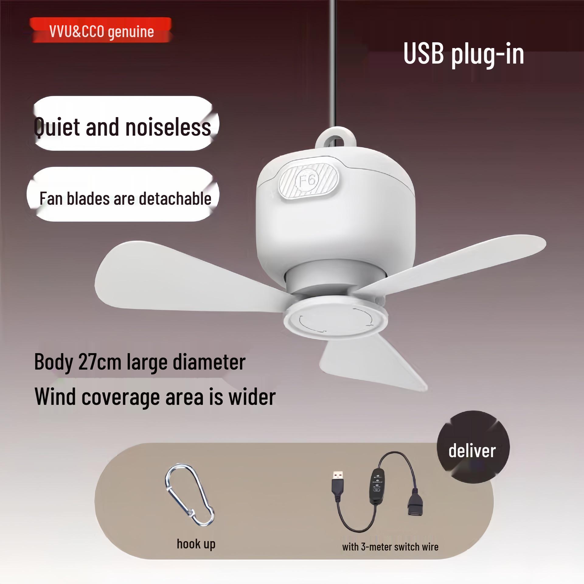 Long Battery Life Rechargeable Wireless Ceiling Fan for Outdoor Camping and Dorms