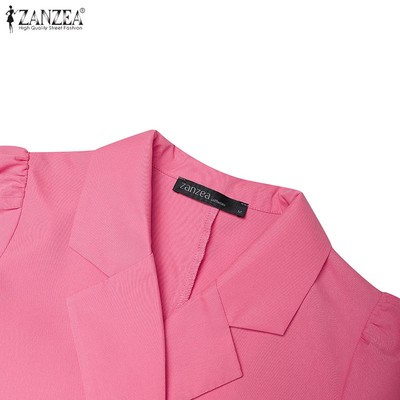 ZANZEA Women Casual Notched Lapel Summer Short Sleeve Cardigan Tops