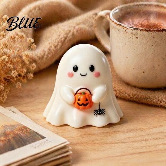 Reading Ghost Decoration Halloween Resin Figurine Creepy Witch Hat Statue Decor Pumpkin Ornament for Holiday Party
