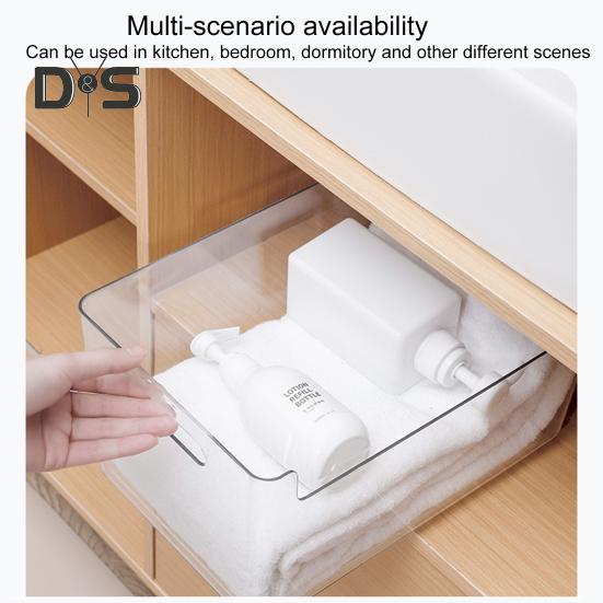 2Pcs Drawer Storage Box Sliding Rail Self-adhesive Quiet Dresser Wardrobe Kitchen Cabinet Organizer Drawer Slide Pull-out Track