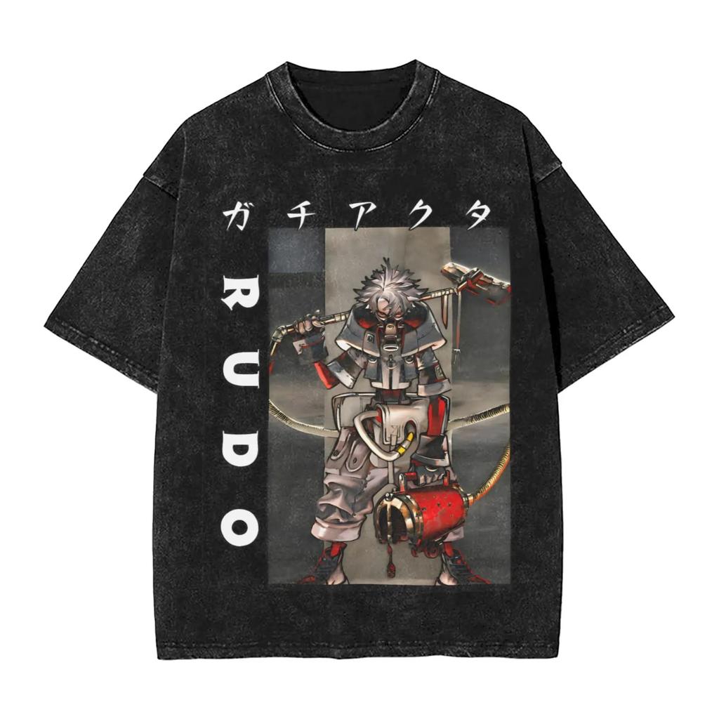 Gachiakuta Gewaschenes T-Shirt Unisex Oversized YK Kurzarm Lässig Baumwolle T-Shirt Strand O-Ausschnitt Locker Unisex Damen Kleidung Oberteil Tee