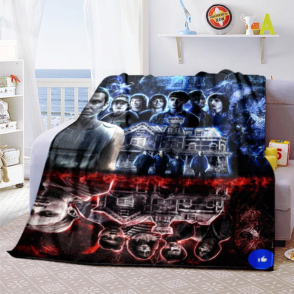 Halloween horror thriller theme Stranger Things blanket, home warming, four season bed decoration, sofa cover, flannel throwing blanket K11