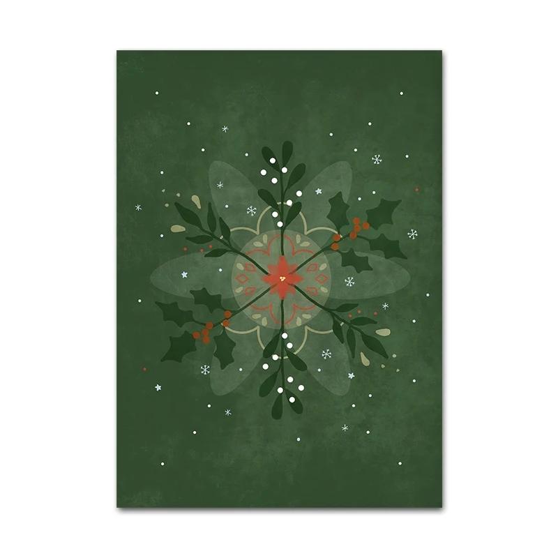 Merry Christmas Tree Flower Pinecone Letter Posters Prints Canvas Painting Festival Wall Art Pictures Living Room Home Decor