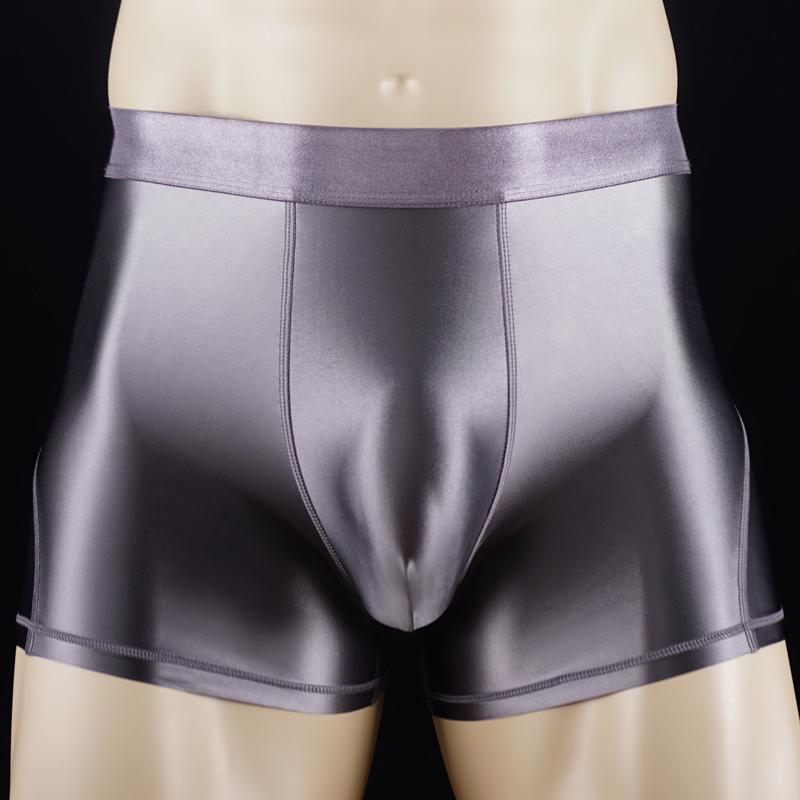 Sexy Men'S Glossy Swimming Trunks Shinny Shorts Boxer Underwear