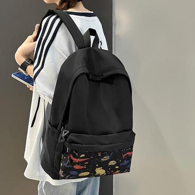 New Nylon Schoolbag for Junior High School Students  Fresh Backpack for Men and Women  College Style Fashion Printed Backpack