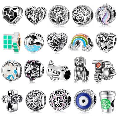 New Diy Gift Elegant 925 Sterling Silver Beads Faith Cross Life Tree Pet Cat Dog Fit Charms Bracelet Women Jewelry Making