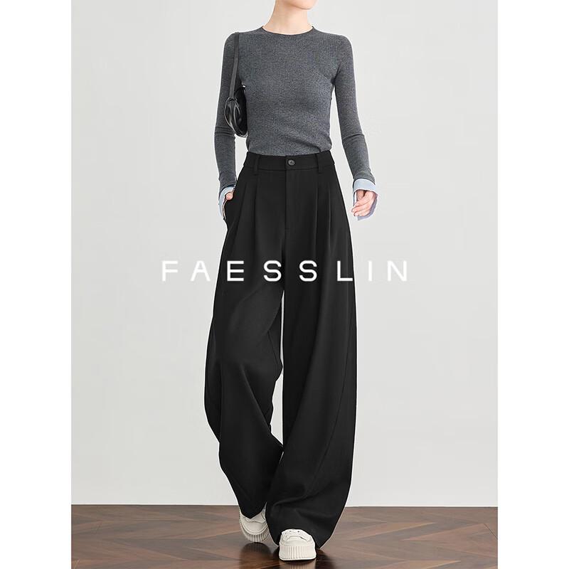 

FAESSLIN Women s High-Waist Relaxed Fit Wide-Leg Trousers M