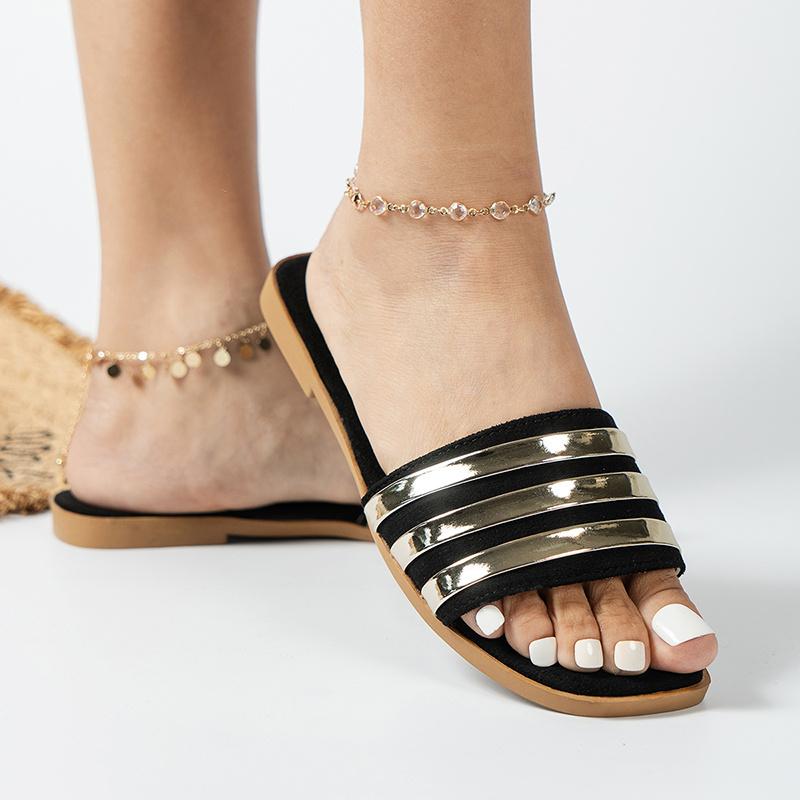 Комфортные тапочки на плоской подошве женские летние шлепанцы 42 1720₽