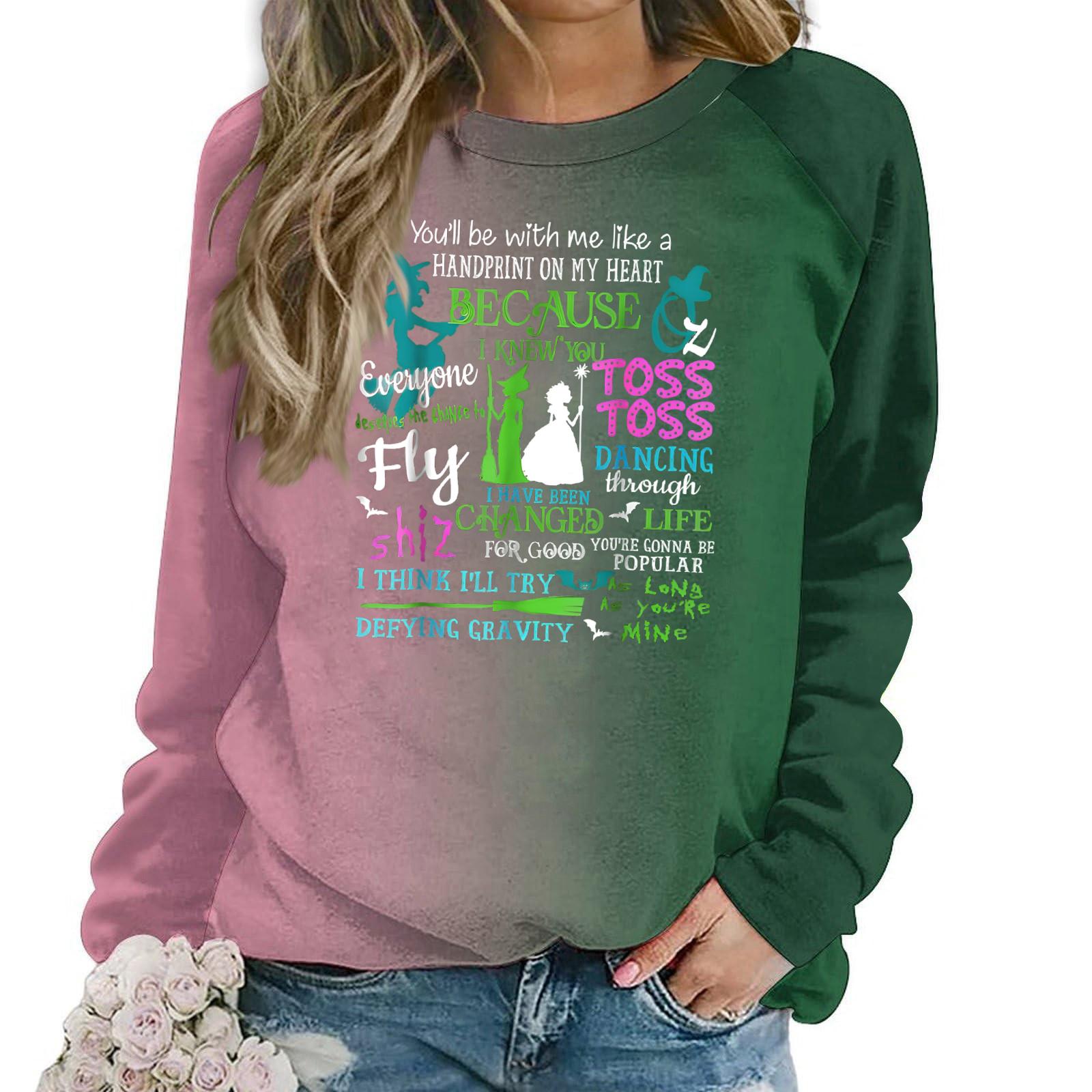 

Женская модная повседневная толстовка с длинным рукавом, свободного кроя, с принтом S