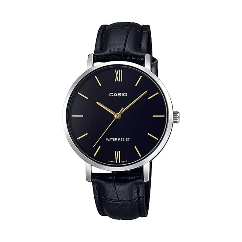 Casio LTP-VT01L-1B Quartz Women's Watch Black with Black Leather Band