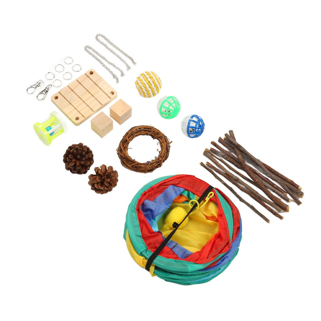 Hamster Tunnel Toys Grinding Teeth 3 Way Rabbit Tunnels and Tubes with Chew Toys for Rabbit Guinea