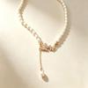 Dreamy Butterfly Tassel Imitation Pearl Necklace for Women, Everyday Collarbone Chain Fashion New Style Woolen Necklace Accessory