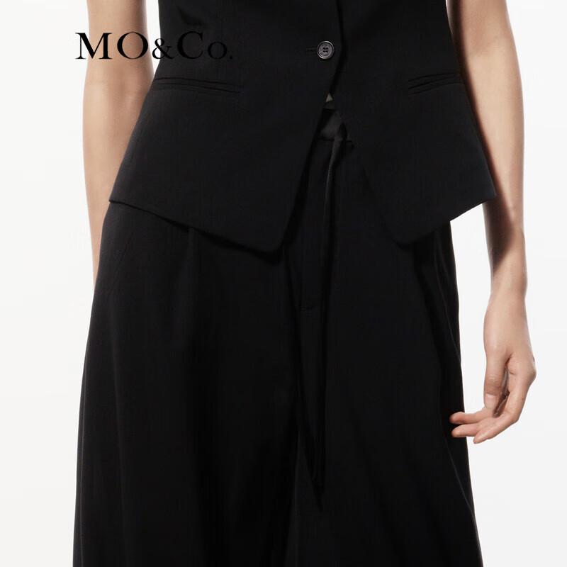 MO&Co. Women's Paneled Satin Drawstring High-Waist Wide-Leg Trousers