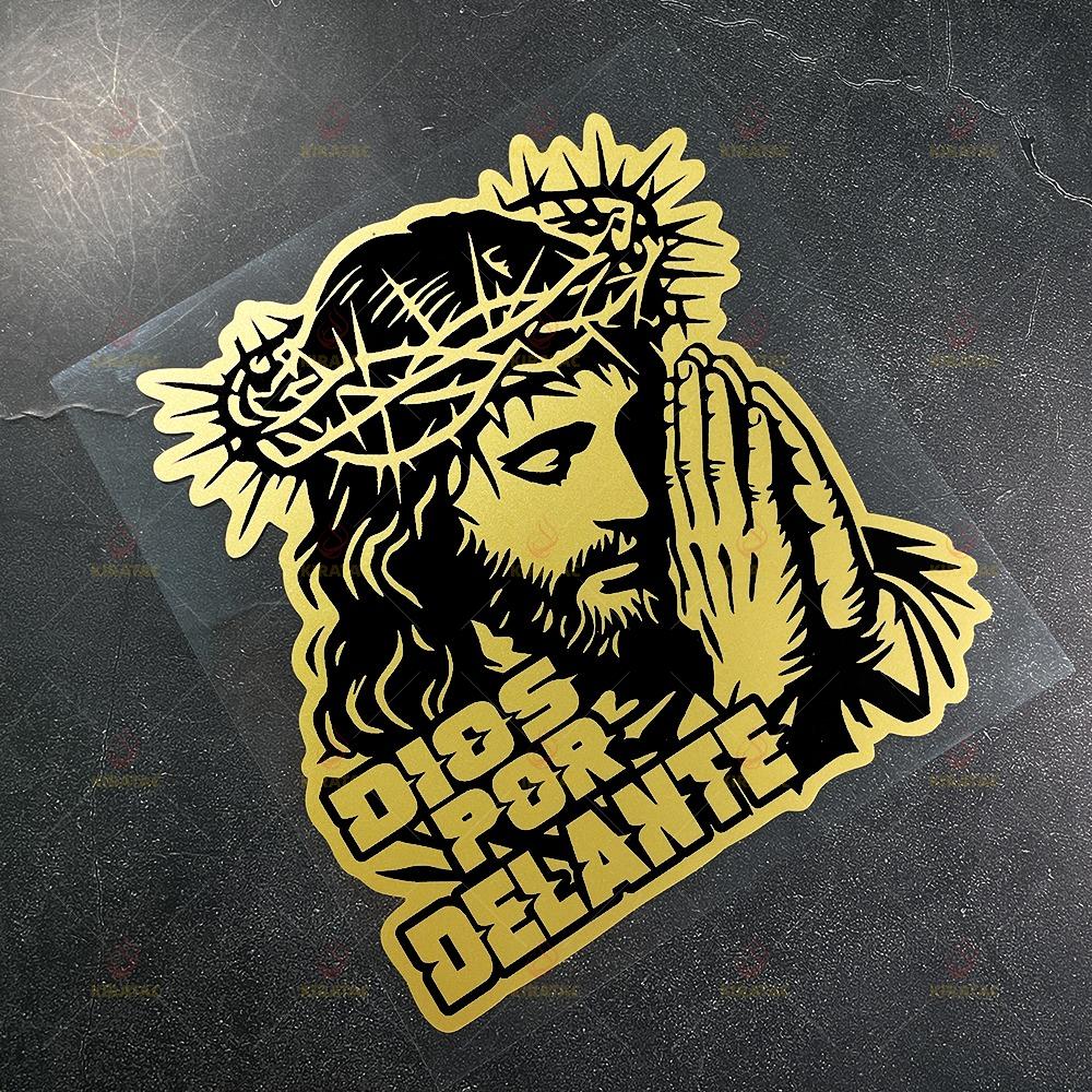 DIOS POR DELANTE Motorcycle Sticker Waterproof for Motorcycle Windshield Fairings Car Trunk Window Scooter Universal Vinyl Decal