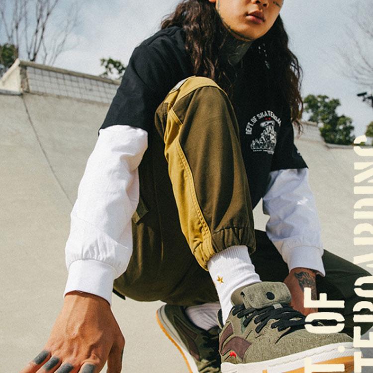 Li Ning Talent Inquiry Military Fabric Bag Skateboard Series Loose Casual Pants Men Bottoms Military-Green AKXR415-1