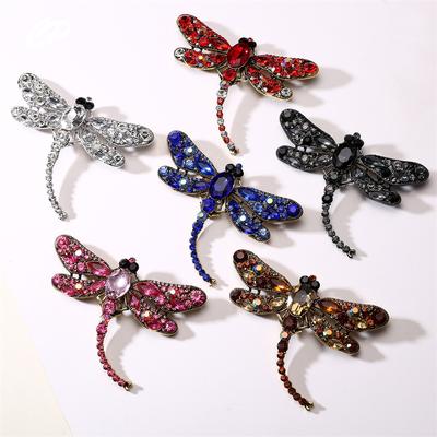 Retro Brooches Pin Brooch Big Dragonfly Pin Fine Craftsmanship Brooch Silk Scarf Buckle Rhinestone Animal BroochVintage Jewelry