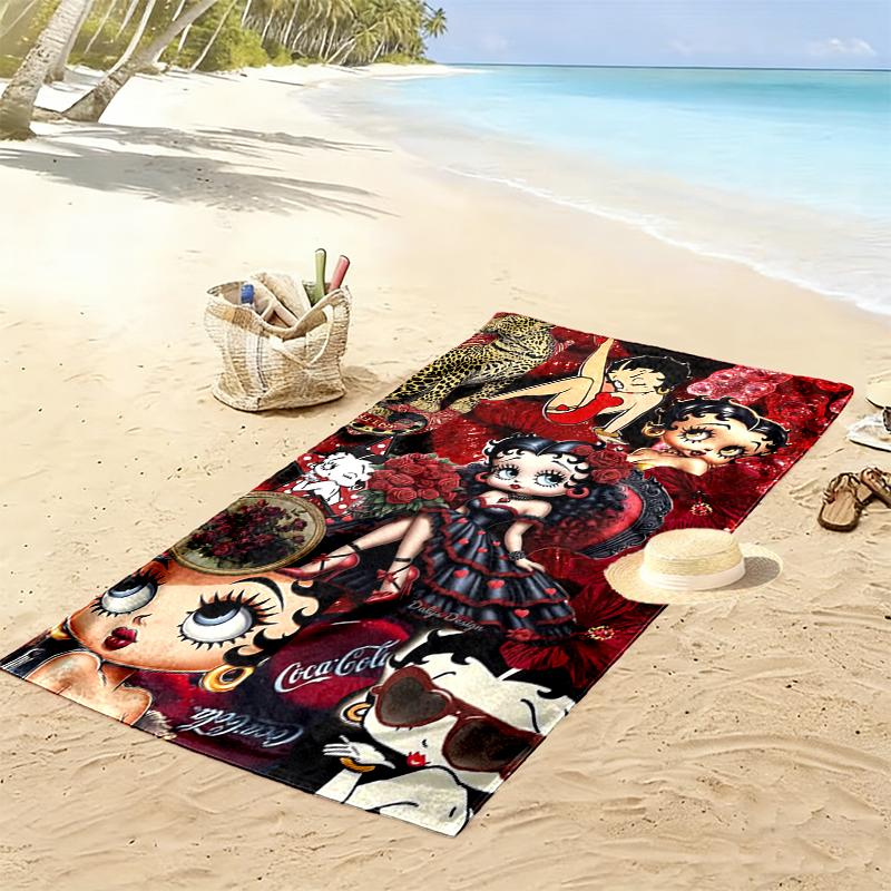 1pc Betty Boop Beach Towel, Outdoor Activities Perfect Summer Travel Supplies, As A Gift for Festivals
