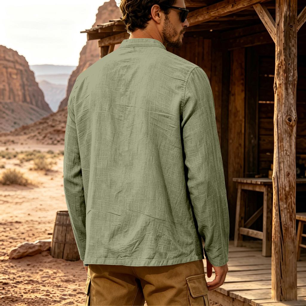 Men's Retro Casual Shirt with, Breathable and for