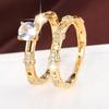 Romantic Four-Claw Zircon Copper Couple Rings Set