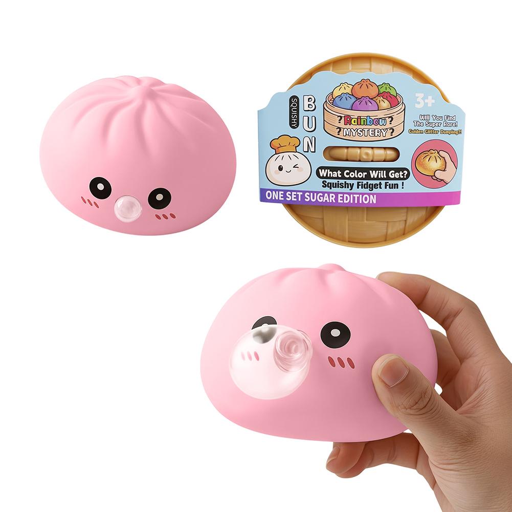 Bola de Compresión de Bollo al Vapor Rebotante Juguetes de Pellizcar Dumpling de Silicona Suave Soplar Burbujas Blandos Alivio del Estrés Misterio Caja Sorpresa Regalos
