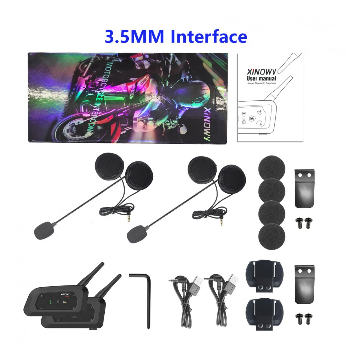 

XINOWY V6 PRO Bluetooth мотоциклетный шлем гарнитура 1200M 3.5 мм переговорное устройство коммуникатор для 6 мотоциклистов музыкальный проигрыватель 2PCS V6 Pro