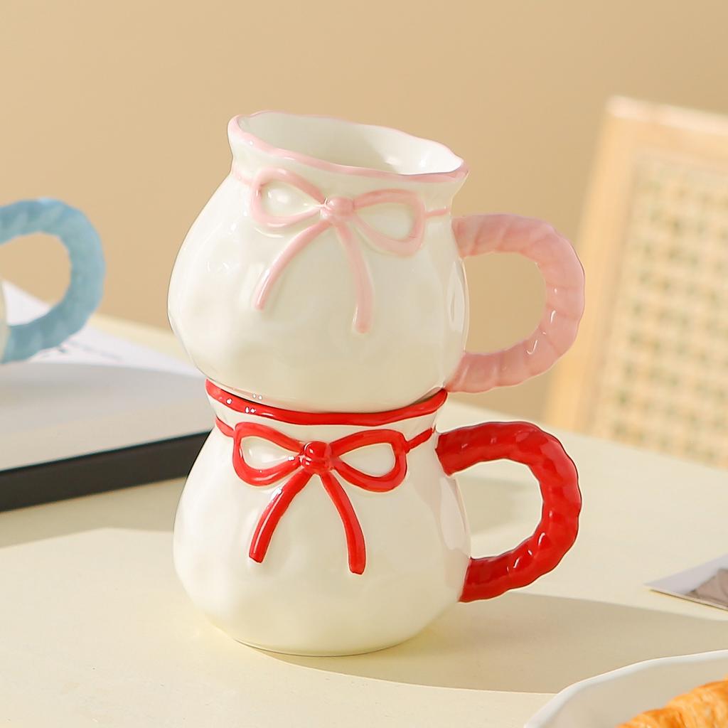 Creative high-value mini lucky bag ceramic mug household souvenir drinking cup girls birthday gift cup
