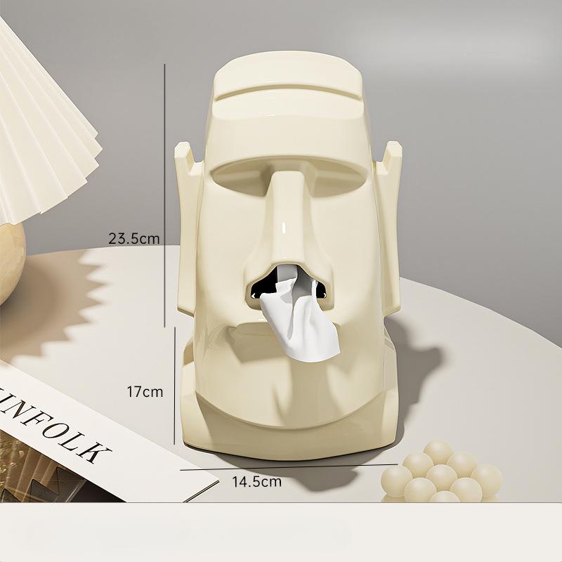 Household Tissue Box Creative Stone Figure Paper Towel Box Living Room Bedroom Table Decorative Simple Modern Style
