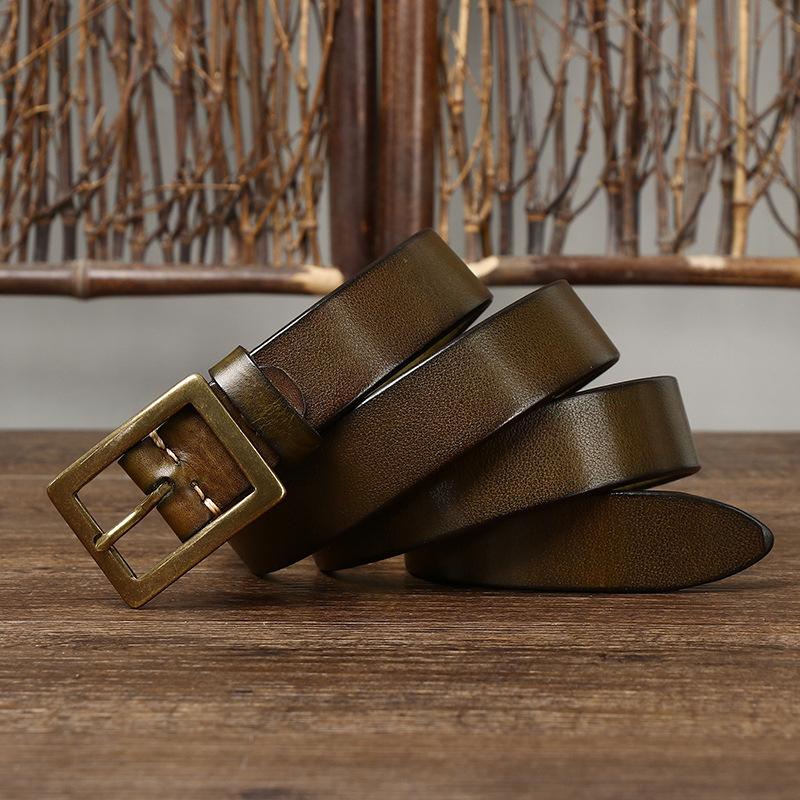 

Легкий роскошный ремень для женщин из натуральной кожи, первый слой, чистая коровья кожа, ретро, простой, минималистский, модный, универсальный, джинсовый ремень для женщин 120cm