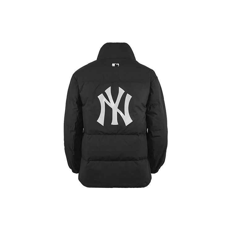 MLB New York Yankees Krótka Kurtka Puchowa Casualowa z Kołnierzem Stojącym i Dużym Logo Unisex Odzież Wierzchnia Czarna 31DJZ3961-50L