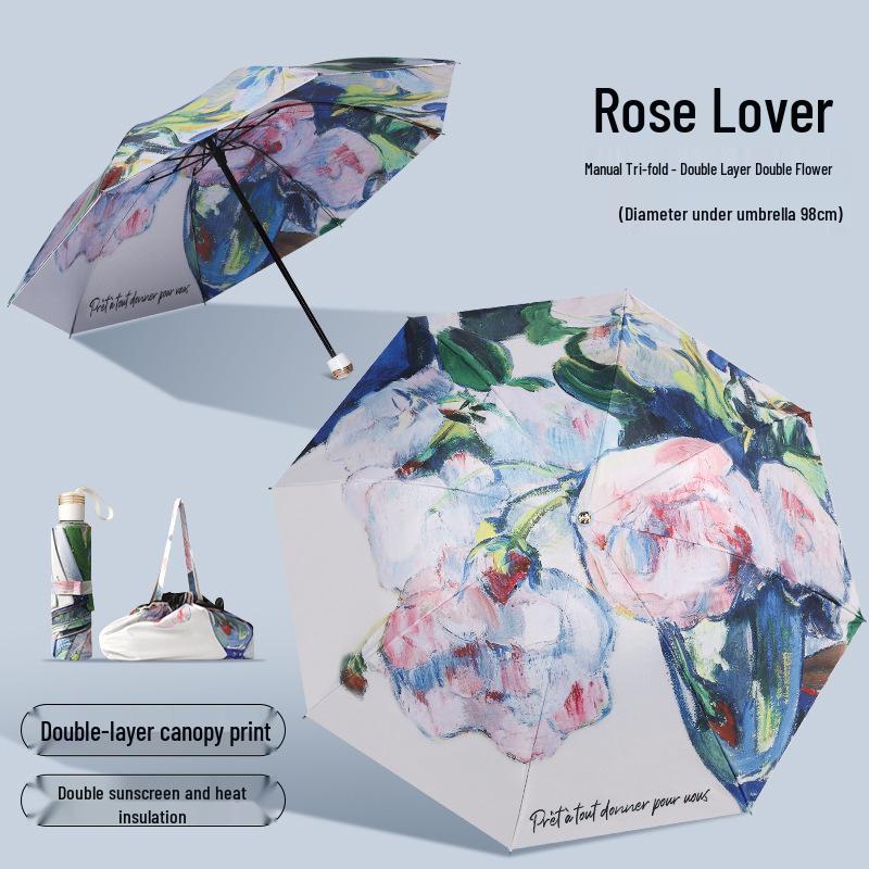 Premium Black UV-Resistant Dual-Purpose Women's Umbrella & Parasol