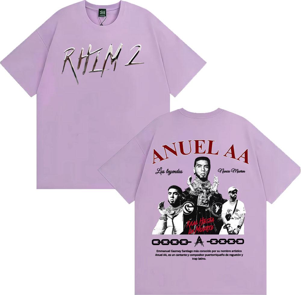 Rapper Anuel AA Rhlm 2 Album 2025 World Tour T Shirt Unisexs Clothing Hip Hop High Street Tshirt Vintage Casual Oversized Tshirts