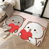 Soft Absorbent Non-Slip Rug Character Peach Cat Floor Mat Home Decor Doormat Bedroom Floor Mat Shower Carpet