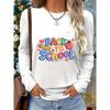 Simple and Stylish“BA To SCHOOL”Letters, Pencil, Apple, Heart New Autumn and Winter Patterned Round-neck Long-sleeve for the Back-to-school