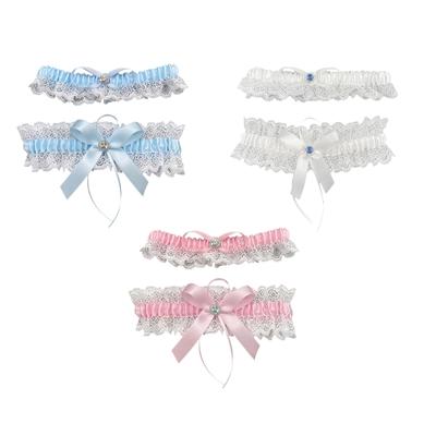 Breathable Polyester Wedding Garter With Adjustable Bows For Bridal Shower Ceremonies
