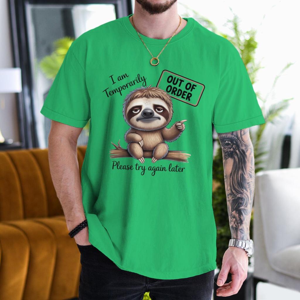 I Am Temporarily Out Of Order Lazy Sloth Tshirts Unisex Humor Graphic Tee Casual Sarcastic Animal Streetwear Ropa Hombre