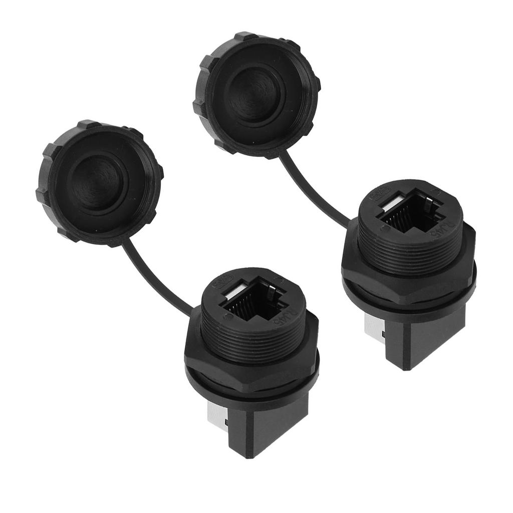2 Pcs RJ45 180 Degrees  RJ45 Connector Post Board Outdoor Waterproof RJ45 Adapter IP67