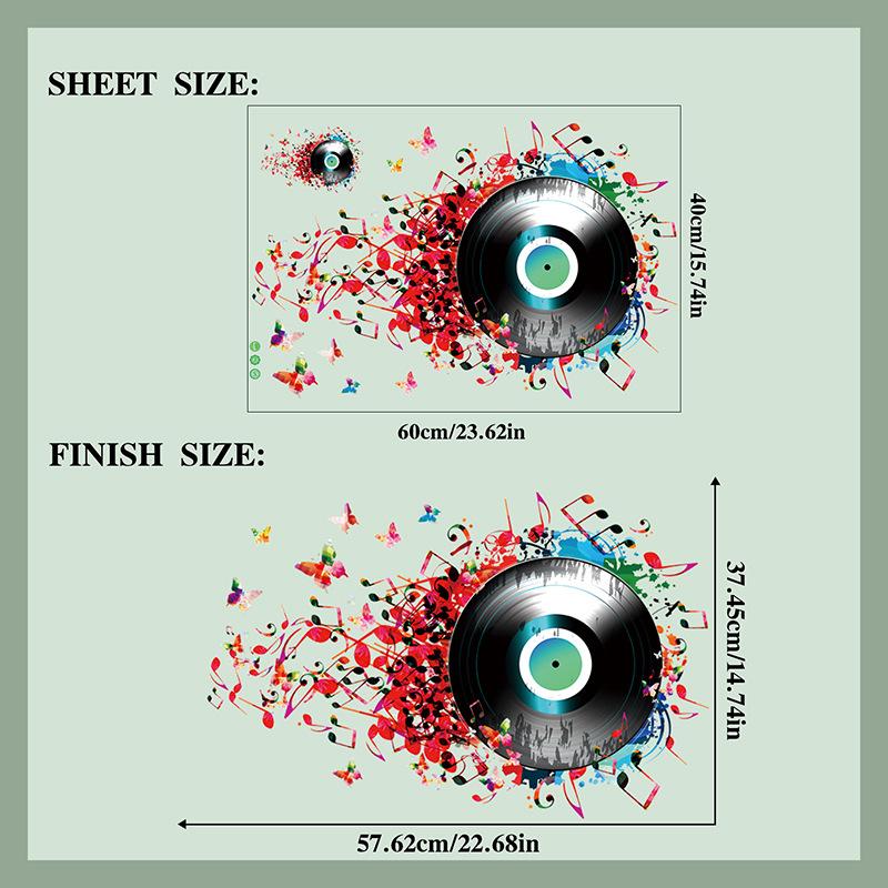 

Музыкальные настенные наклейки, виниловые наклейки для гостиной, спальни, концертного зала, креативные альбомы, художественные наклейки, настенное украшение as pic
