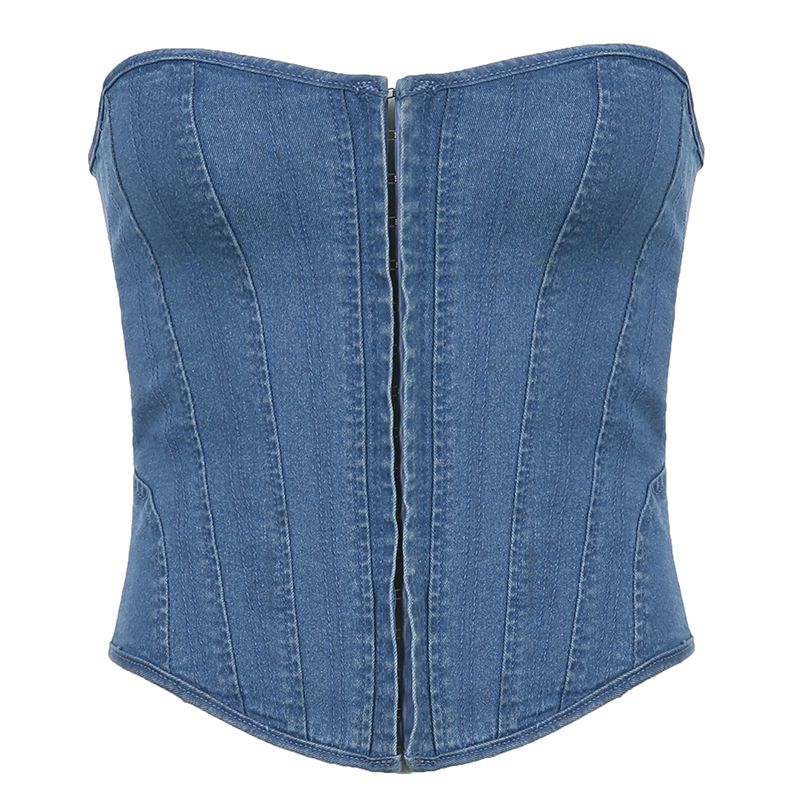 

Instagram Split Waist Tube Top with Straps Blue S